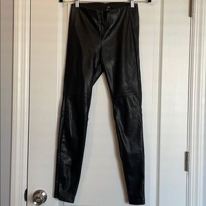 H&M black faux leather leggings with zipper size 2